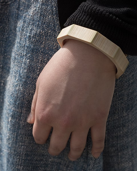 Bracelet carved from a single piece of bamboo.